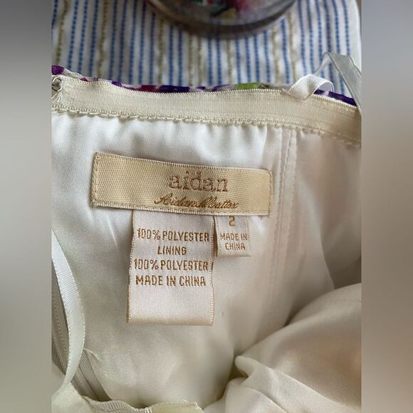 AIDAN AIDAN MATTOX Womens Maxi Dress Strapless Floral Purple Ruffles Chiffon 2 - Picture 11 of 14